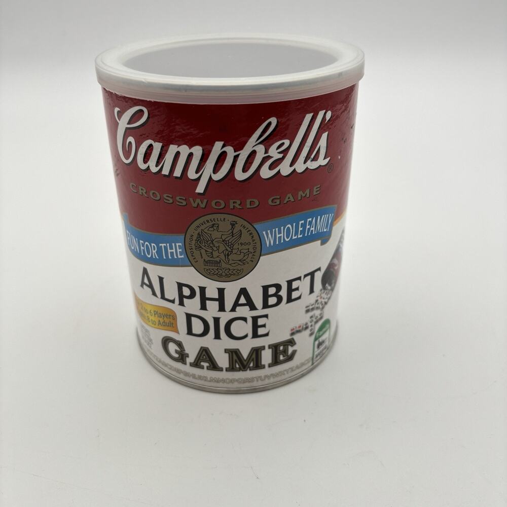 Campbell's Soup Crossword Alphabet Dice Family Game Complete with 36 Dice